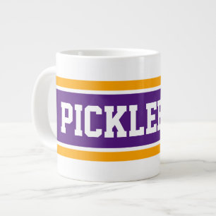 Grande Tasse PICKLEBALL Sportif Violet Blanc Orange Rayures