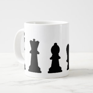 Grande Tasse Pièces d'échecs noires sur le blanc