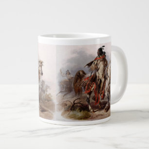 Grande Tasse Pieds-Noirs indiens sur cheval arabe pourchassés