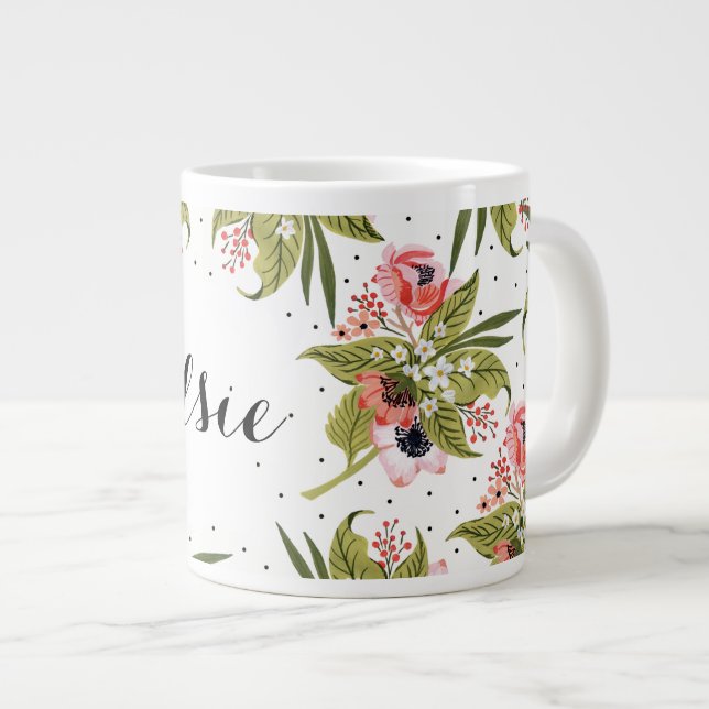 Grande Tasse Pile à la main de pavot floral (Devant droit)