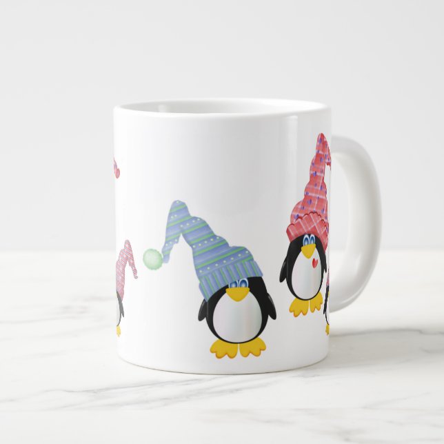 Grande Tasse Pingouins avec Casquettes (Devant droit)