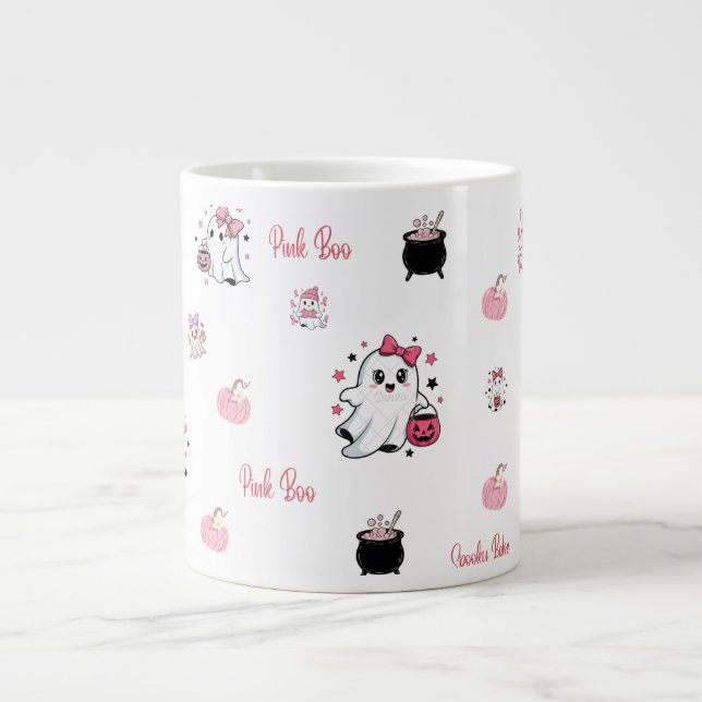Grande Tasse Pink Boo Cute Ghost Halloween Coffee Cup (Devant)