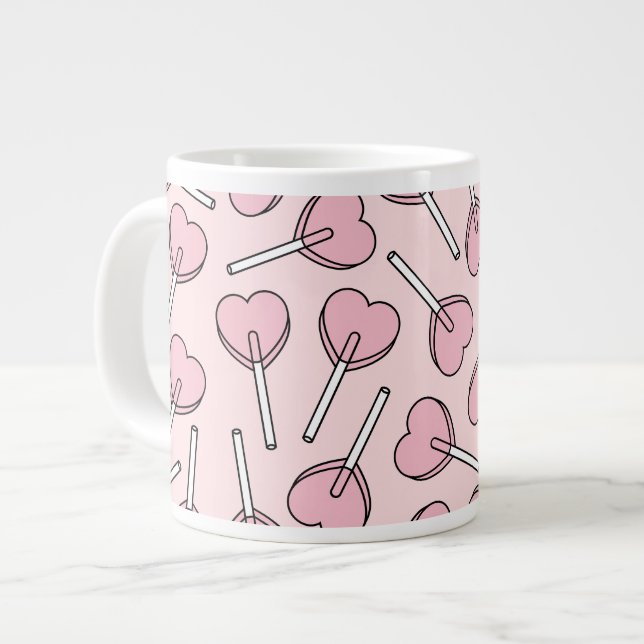 Grande Tasse Pink Lollipops, Heart Lollipops, Lollipop Pattern (Devant gauche)