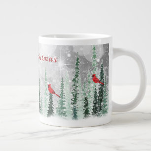 Grande Tasse Pins de Noël hivernaux Cardinaux rouges