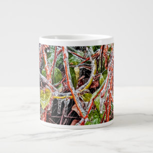 Grande Tasse Pluie De Gel Sur Les Vignes Vertes D'Ivy