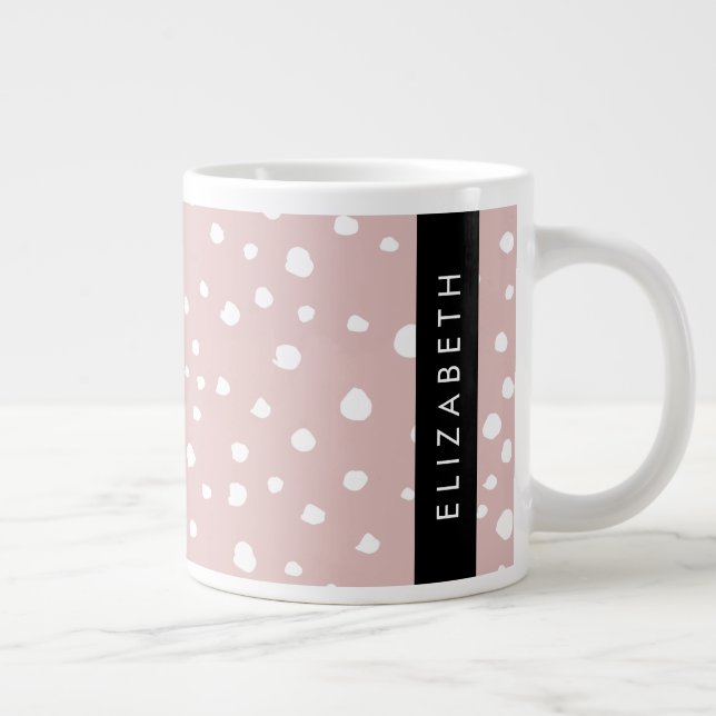 Grande Tasse Points Dalmatiens Rose, Points Dalmatiens, Votre N (Droite)