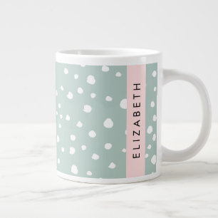 Grande Tasse Points Dalmatiens verts, Spots, Votre Nom