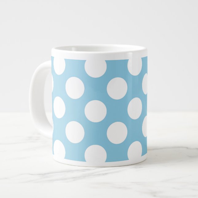 Grande Tasse Pois Bleus, Motif Pointe Polka, Points, Pointe (Devant gauche)