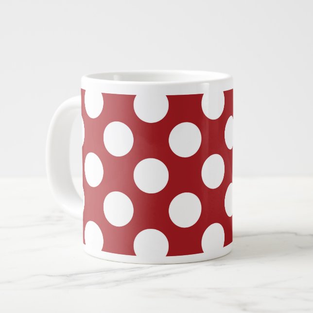 Grande Tasse Pois rouges, Motif à points polka, points, pointil (Devant gauche)
