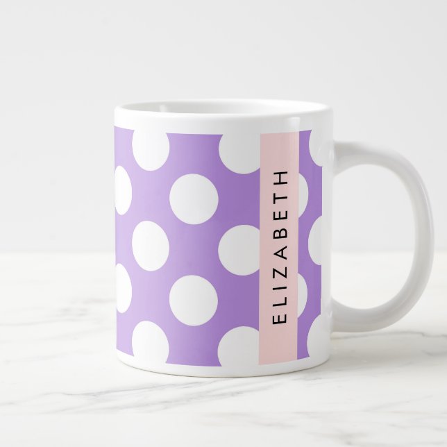 Grande Tasse Pois violets, Motif Pointe Polka, Votre Nom (Droite)