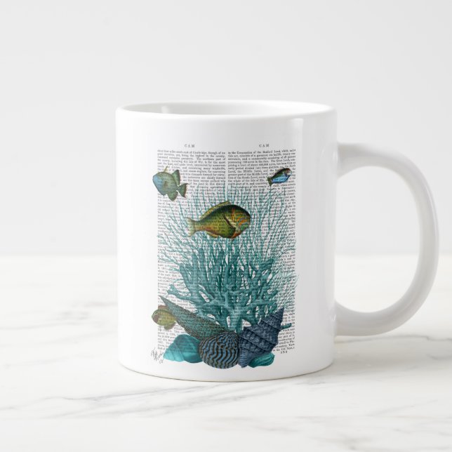 Grande Tasse Poissons, coquillages bleus et coraux (Droite)