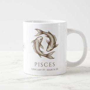 Grande Tasse Poissons Zodiaque Nom Personnalisé & Date de Naiss