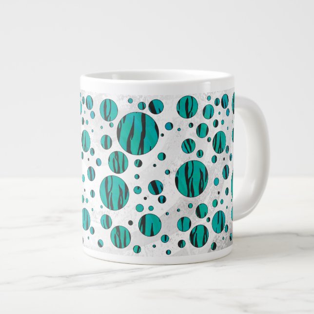 Grande Tasse Polka Dot Tiger noir et Turquoise (Devant droit)