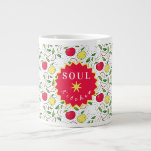 Grande Tasse Pomme Rouge Jaune Vert Fruit Graphique Art Moderne