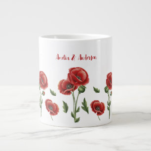 Grande Tasse Poppies rouges personnalisées Floral