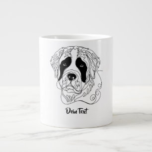 Grande Tasse Portrait d'art minimaliste Saint-Bernard à une lig