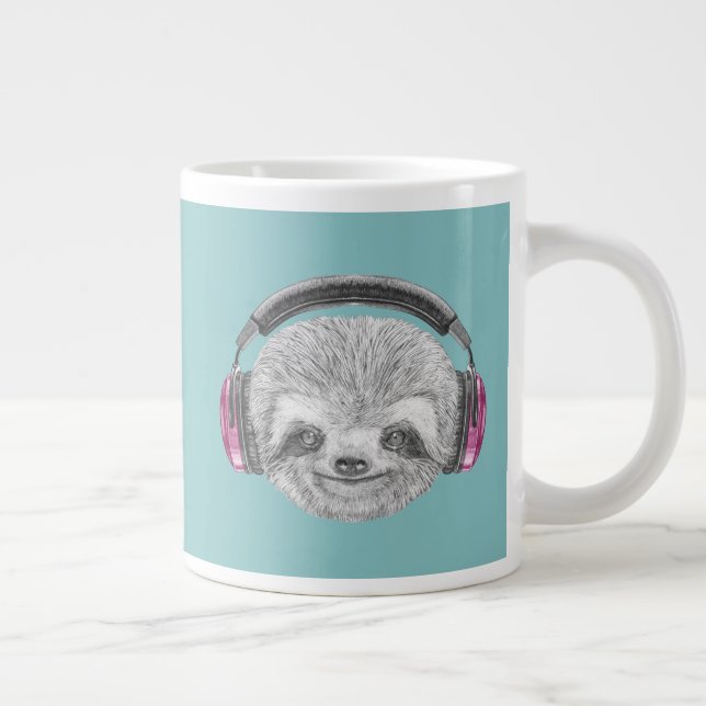 Grande Tasse Portrait De Sloth| Porter un casque (Droite)