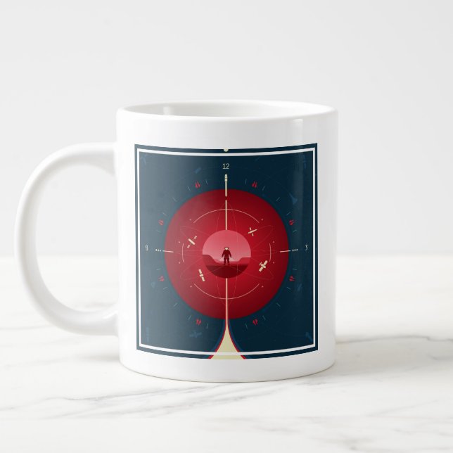 Grande Tasse Poster de l'horloge atomique Deep Space, version r (Gauche)