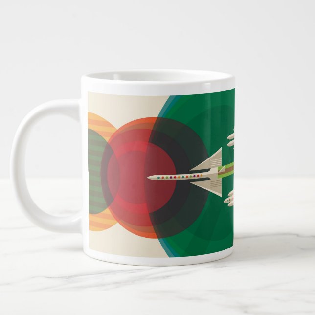 Grande Tasse Poster de Voyage Espace Rétro - Système Solaire Gr (Gauche)
