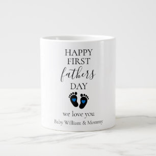 Grande Tasse Première Fête des pères - Empreintes bébé et Coeur