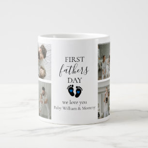 Grande Tasse Première Fête des pères - Empreintes bébé et Coeur