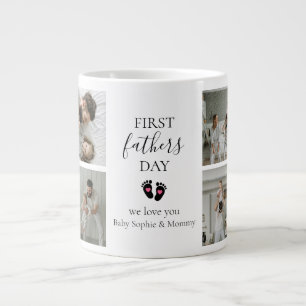 Grande Tasse Première Fête des pères - Empreintes bébé et Coeur