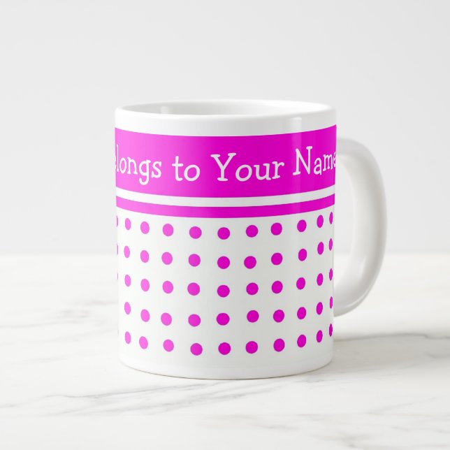 Grande Tasse Pretty Pink Polka Dot Jumbo Mug à Customiser (Devant droit)
