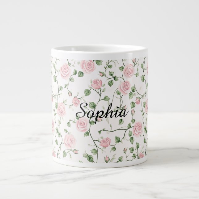 Grande Tasse Pretty Pink Roses Floral   (Devant)