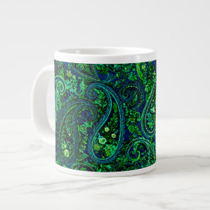 Grande Tasse Profusion Paisley Vibrant Floral Bleu Vert
