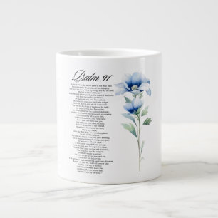 Grande Tasse Psaume 91 Aquarelle Fleur Bleue Écritures Biblique