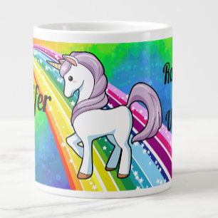 Grande Tasse Rainbow Unicorn Girl's Cup Personnalisez NAME Mug