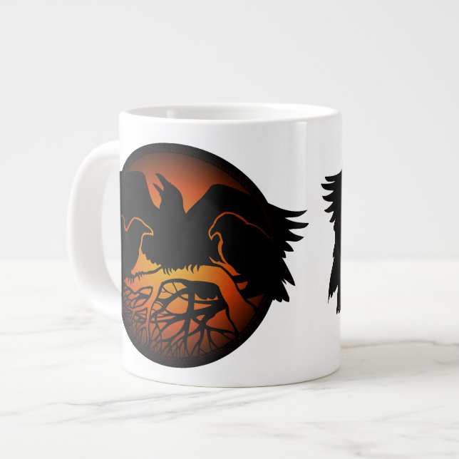 Grande Tasse Raven Art Mug Wild Bird Café Mug Raven Cup (Devant gauche)