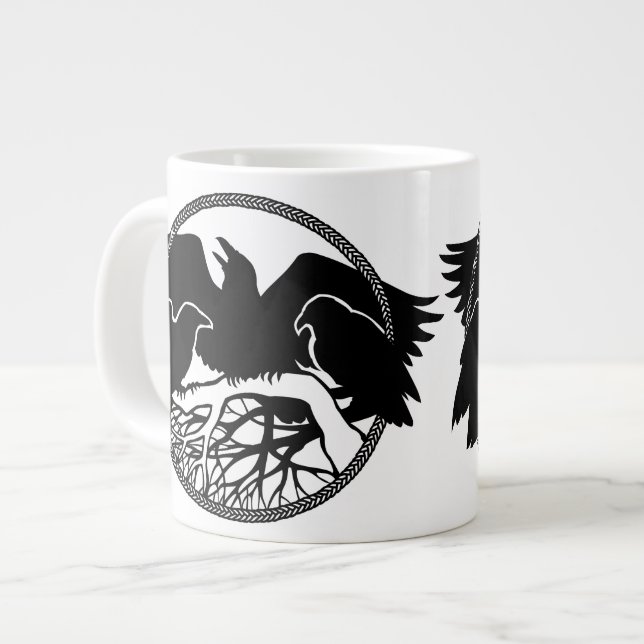 Grande Tasse Raven Art Mug Wild Bird Café Mug Raven Cup (Devant gauche)