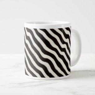 Grande Tasse Rayure de zèbre sauvage noir blanc faux fourrure