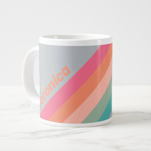 Grande Tasse Rayures au charme lilas vintage avec nom