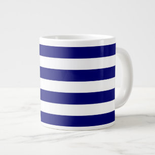 Grande Tasse Rayures bleues et blanches nautiques