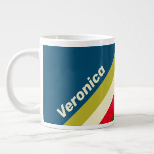 Grande Tasse Rayures Rétro Rugby avec Nom