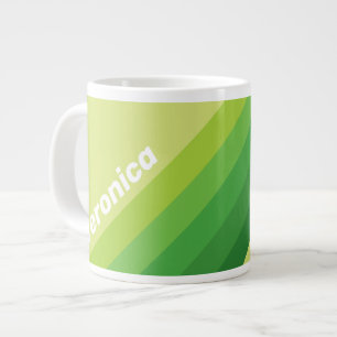 Grande Tasse Rayures Vertes sur nénuphar avec nom