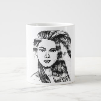 Grande Tasse Realistic pencil portrait of a woman 