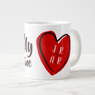 Grande Tasse Red Heart Be My Valentine Custom Couple's White