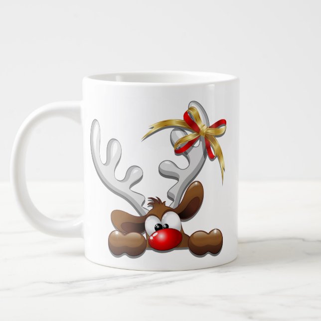 Grande Tasse Reindeer Puzzled drôle Caractère de Noël (Gauche)