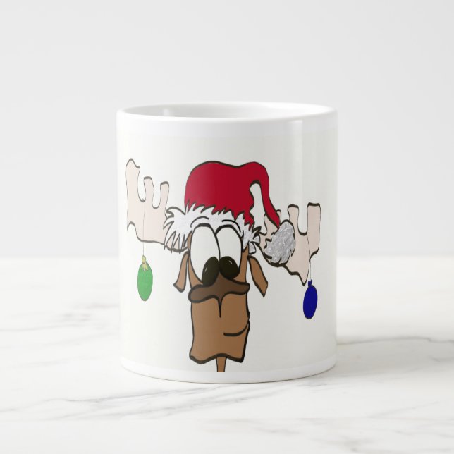 Grande Tasse Reinder avec Casquette Père Noël ~ Jumbo Mug (Devant)