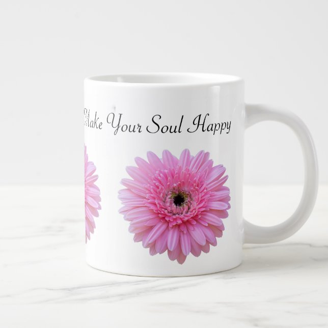 Grande Tasse Rendre Votre Âme Joyeuse Gerbera Rose (Droite)