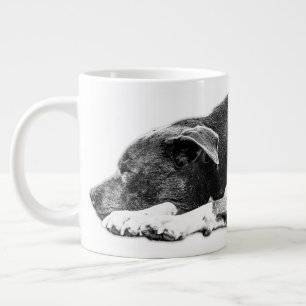 Grande Tasse Repose du mélange Pitbull noir et blanc Mug