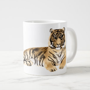 Grande Tasse Repose du tigre d'aquarelle