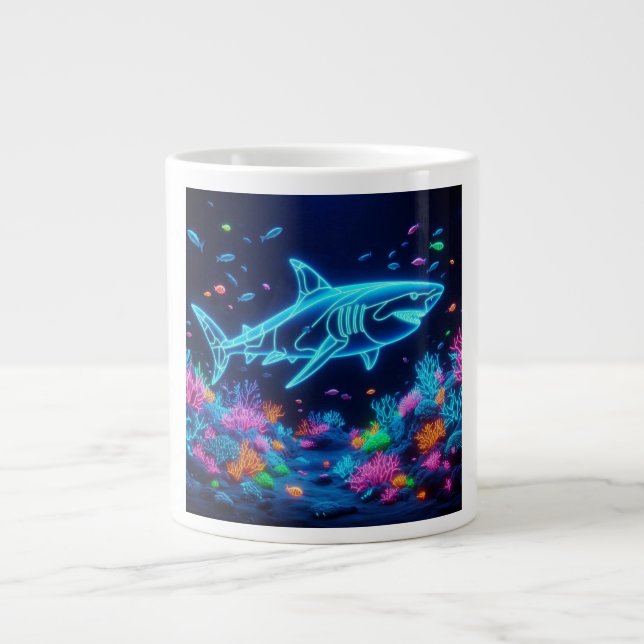 Grande Tasse Requin néon coloré (Devant)