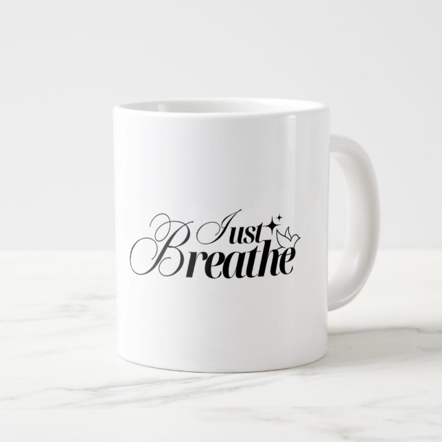Grande Tasse Respirez la citation motivationnelle Mug (Devant droit)