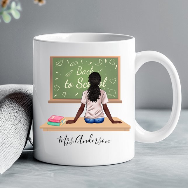 Grande Tasse Retour à l'école Chalkboard enseignant Mug Curly B (Créateur téléchargé)