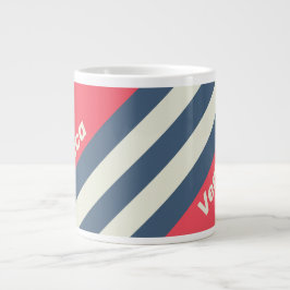 Grande Tasse Retro Beach Club Stripes with Name