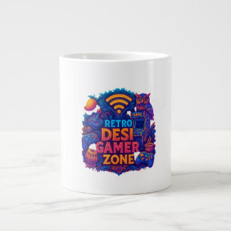 Grande Tasse Retro Desi Gamer Zone Mug - Neon Gaming Coffee